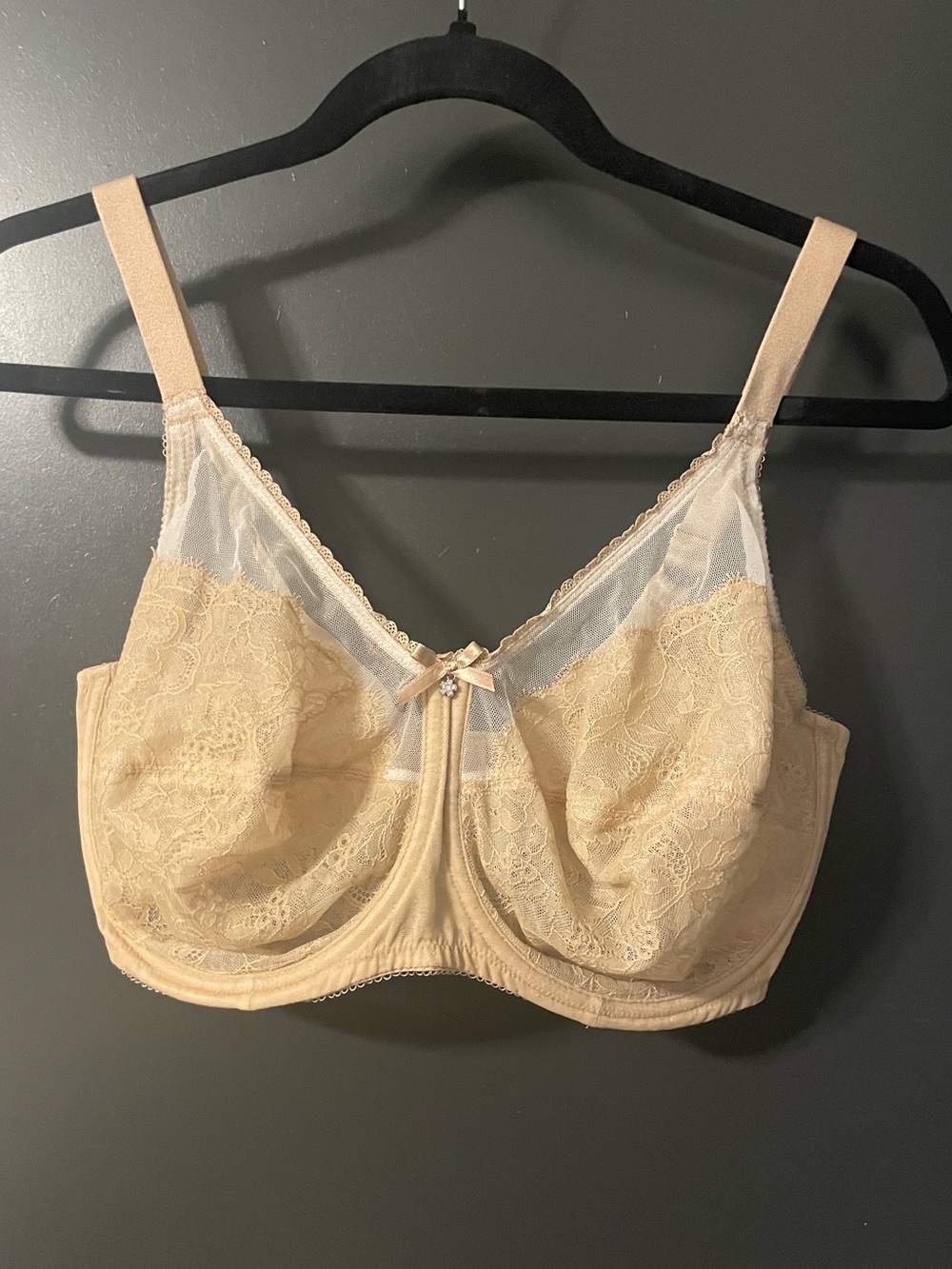 Wacoal 855186 Retro Chic Lace Underwire Bra 36H Beige Full Coverage
